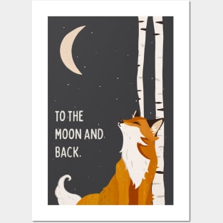 "To The Moon And Back" Cute Fox Art For Kids Posters and Art